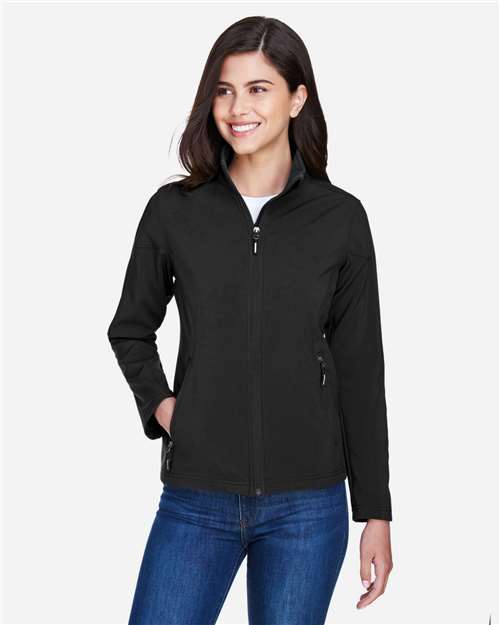 Core 365 78184 Ladies' Cruise Two-Layer Fleece Bonded SoftShell Jacket #color_BLACK
