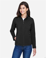 Core 365 78184 Ladies' Cruise Two-Layer Fleece Bonded SoftShell Jacket #color_BLACK