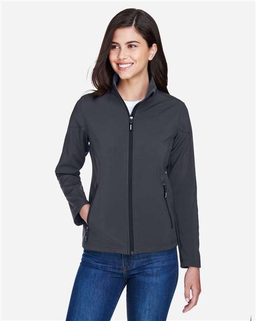 Core 365 78184 Ladies' Cruise Two-Layer Fleece Bonded SoftShell Jacket #color_CARBON