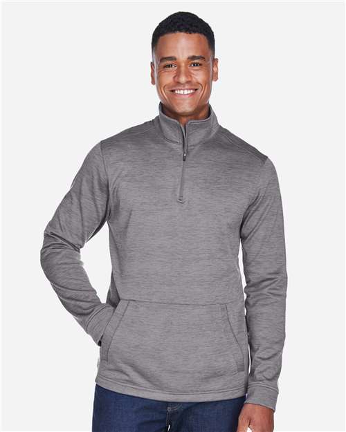 Devon & Jones DG798 Men's Newbury Mlange Fleece Quarter-Zip #color_DARK GREY HEATHR