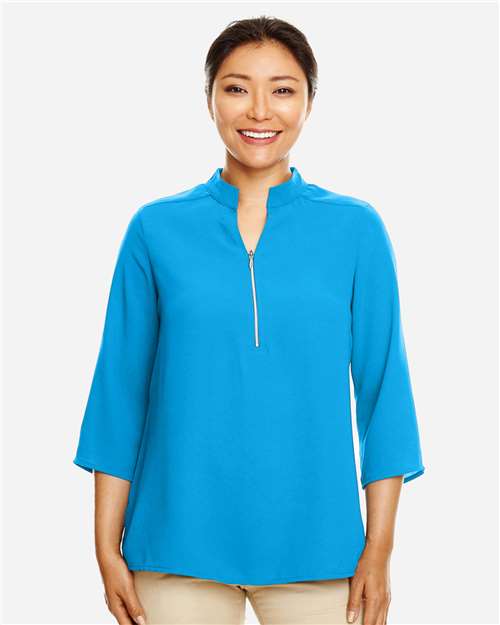Devon & Jones DP611W Ladies' Perfect Fit  3/4-Sleeve Crepe Tunic #color_OCEAN BLUE