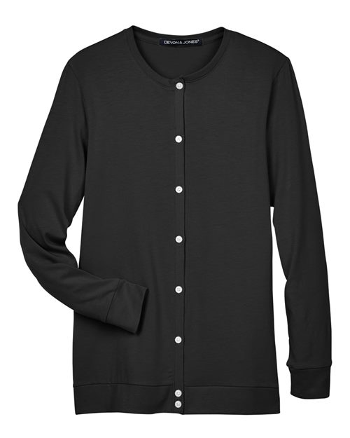 Devon & Jones DP181W Ladies' Perfect Fit Ribbon Cardigan #color_BLACK