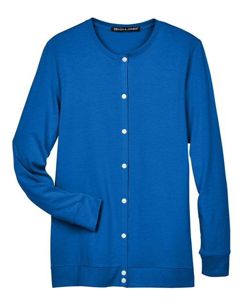 Devon & Jones DP181W Ladies' Perfect Fit Ribbon Cardigan #color_FRENCH BLUE
