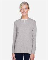 Devon & Jones DP181W Ladies' Perfect Fit Ribbon Cardigan #color_GREY HEATHER