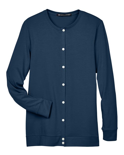 Devon & Jones DP181W Ladies' Perfect Fit Ribbon Cardigan #color_NAVY