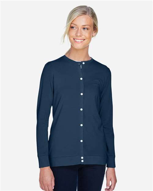 Devon & Jones DP181W Ladies' Perfect Fit Ribbon Cardigan #color_NAVY