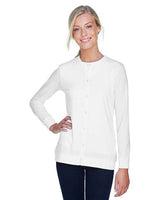 Devon & Jones DP181W Ladies' Perfect Fit Ribbon Cardigan #color_WHITE