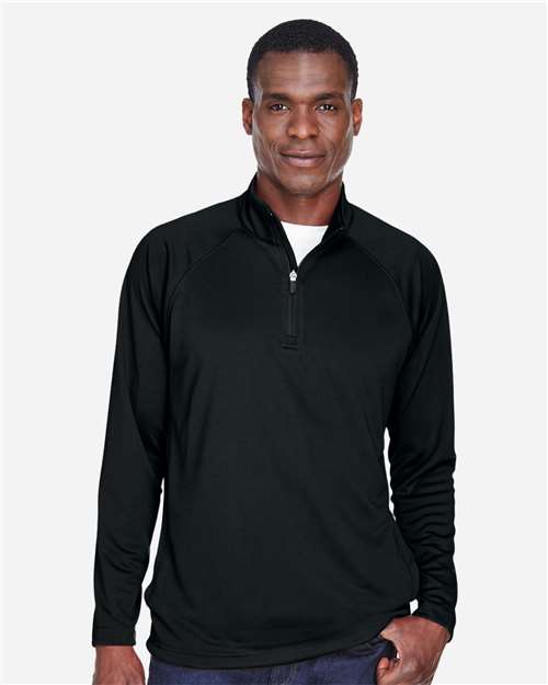 Devon & Jones DG440 Men's Stretch Tech-Shell Compass Quarter-Zip #color_BLACK