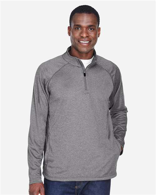 Devon & Jones DG440 Men's Stretch Tech-Shell Compass Quarter-Zip #color_DK GREY HEATHER