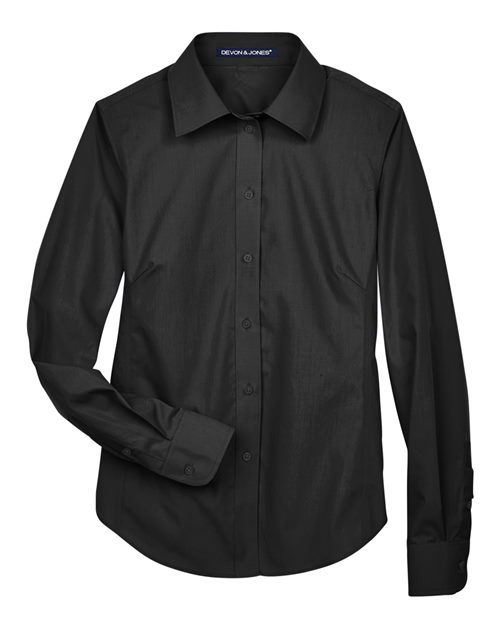 Devon & Jones D620W Ladies' Crown Woven Collection Solid Broadcloth #color_BLACK