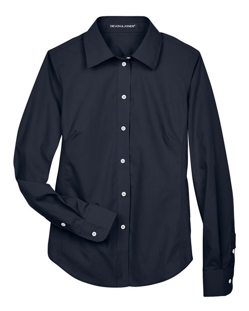 Devon & Jones D620W Ladies' Crown Woven Collection Solid Broadcloth #color_NAVY