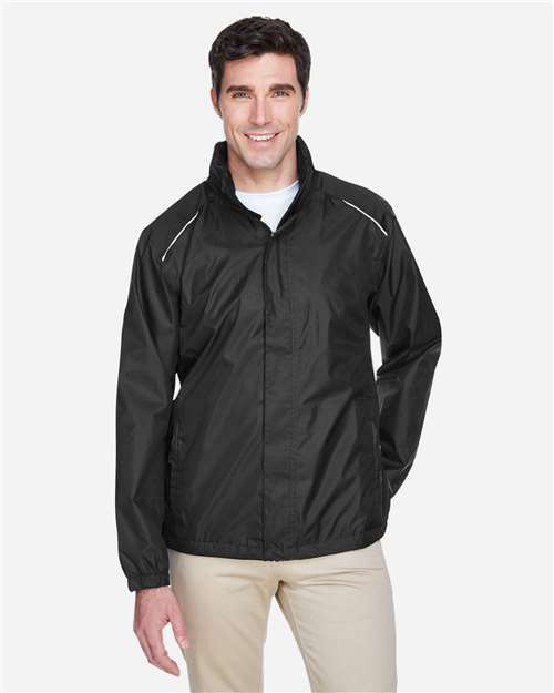 Core 365 88185 Men's Climate Seam-Sealed Lightweight Variegated Ripstop Jacket #color_BLACK