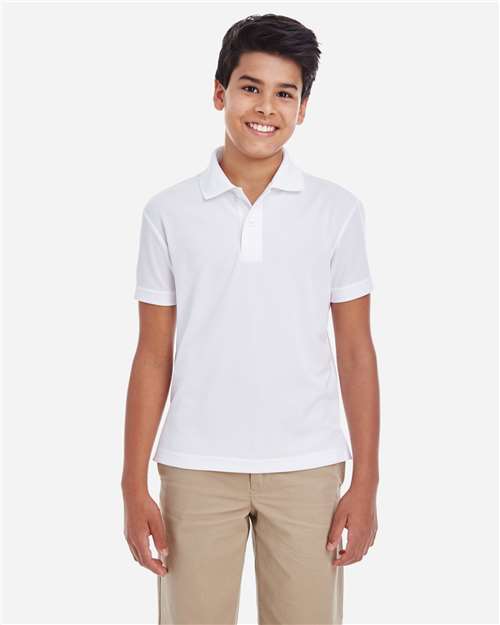 Core 365 88181Y Youth Origin Performance Piqu Polo #color_WHITE