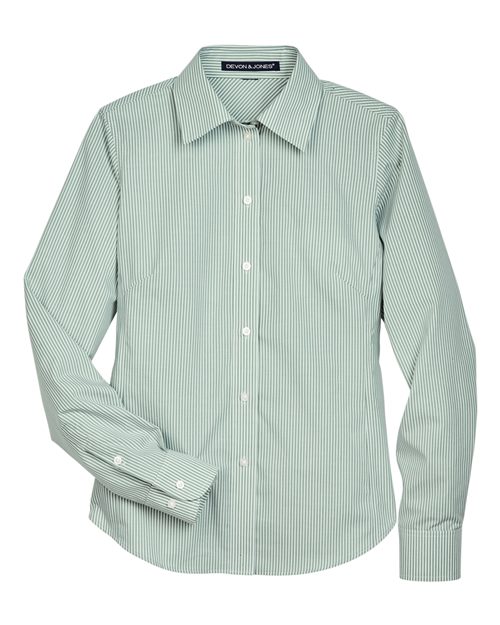 Devon & Jones D645W Ladies' Crown Woven Collection Banker Stripe #color_DILL