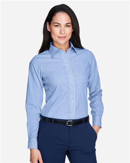 Devon & Jones D645W Ladies' Crown Woven Collection Banker Stripe #color_FRENCH BLUE