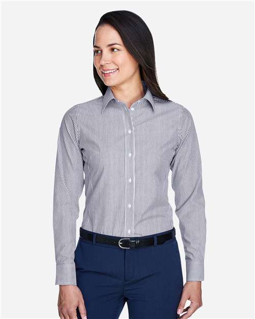 Devon & Jones D645W Ladies' Crown Woven Collection Banker Stripe #color_NAVY