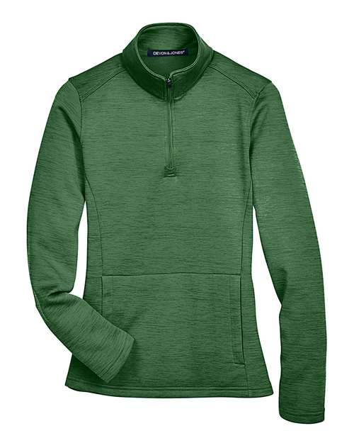 Devon & Jones DG798W Ladies' Newbury Mlange Fleece Quarter-Zip #color_FOREST HEATHER
