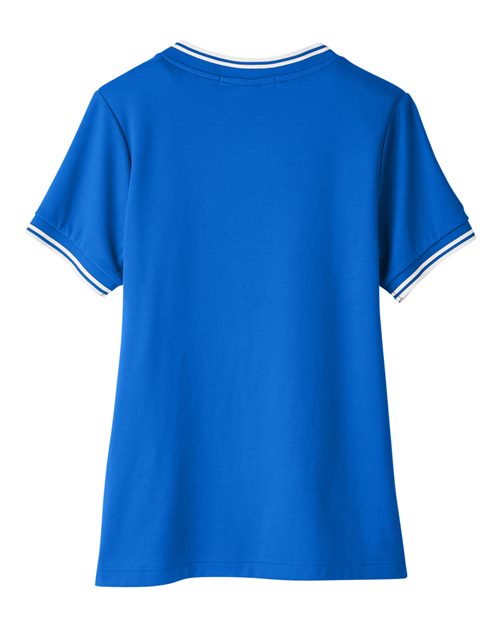 Devon & Jones DG20CW Ladies' CrownLux Performance Plaited Tipped V-Neck Polo #color_FRENCH BLU/ WHT