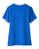 Devon & Jones DG20CW Ladies' CrownLux Performance Plaited Tipped V-Neck Polo #color_FRENCH BLU/ WHT