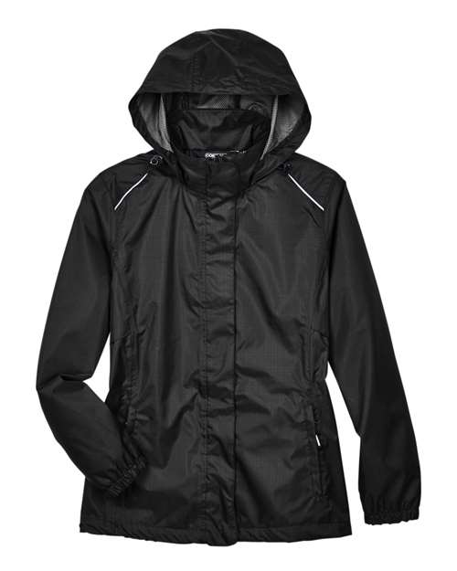 Core 365 78185 Ladies' Climate Seam-Sealed Lightweight Variegated Ripstop Jacket #color_BLACK