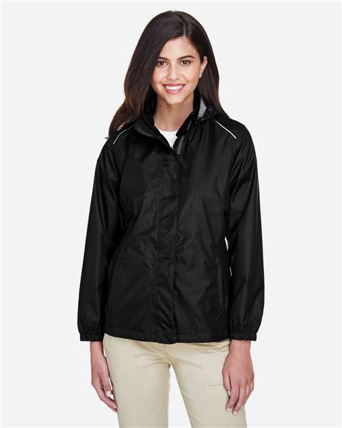 Core 365 78185 Ladies' Climate Seam-Sealed Lightweight Variegated Ripstop Jacket #color_BLACK