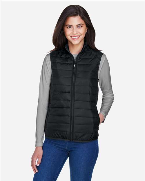 Core 365 CE702W Ladies' Prevail Packable Puffer Vest #color_BLACK