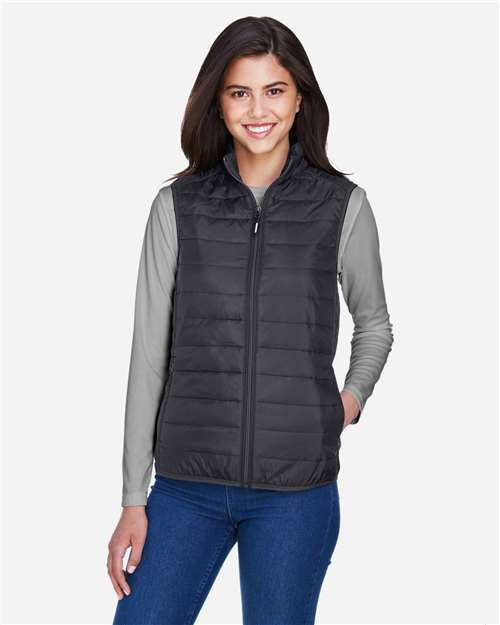 Core 365 CE702W Ladies' Prevail Packable Puffer Vest #color_CARBON
