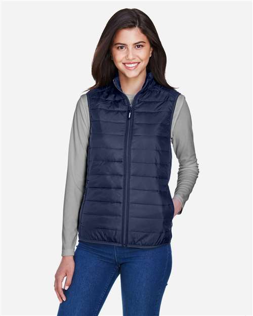 Core 365 CE702W Ladies' Prevail Packable Puffer Vest #color_CLASSIC NAVY