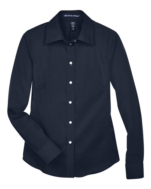 Devon & Jones DG530W Ladies' Crown Woven Collection Solid Stretch Twill #color_NAVY