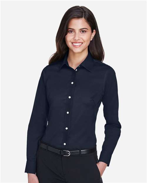 Devon & Jones DG530W Ladies' Crown Woven Collection Solid Stretch Twill #color_NAVY