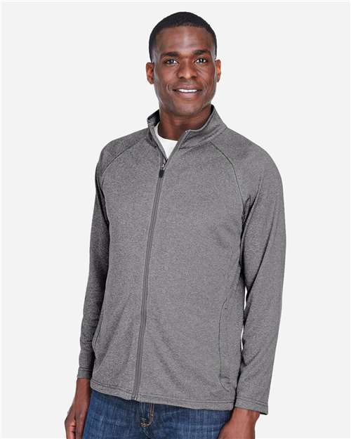 Devon & Jones DG420 Men's Stretch Tech-Shell Compass Full-Zip #color_DK GREY HEATHER