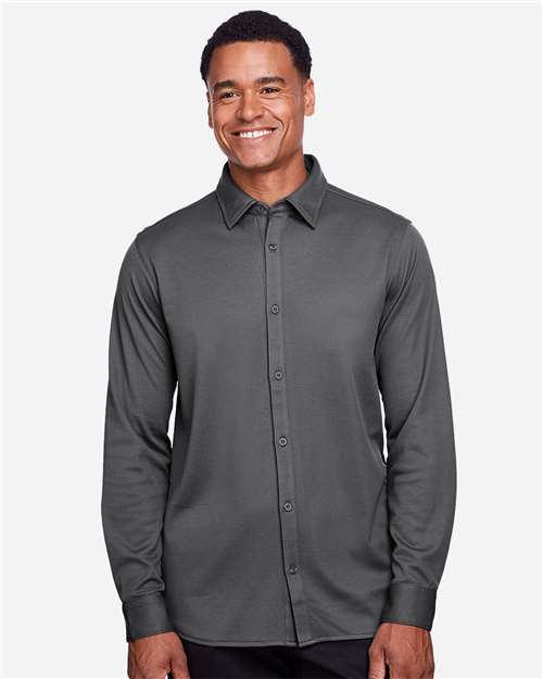 Devon & Jones DG20Z Men's CrownLux Performance Plaited Button-Down Shirt #color_GRAPHITE
