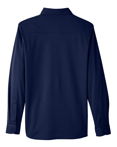 Devon & Jones DG20Z Men's CrownLux Performance Plaited Button-Down Shirt #color_NAVY