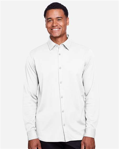 Devon & Jones DG20Z Men's CrownLux Performance Plaited Button-Down Shirt #color_WHITE