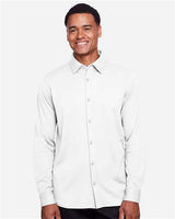 Devon & Jones DG20Z Men's CrownLux Performance Plaited Button-Down Shirt #color_WHITE