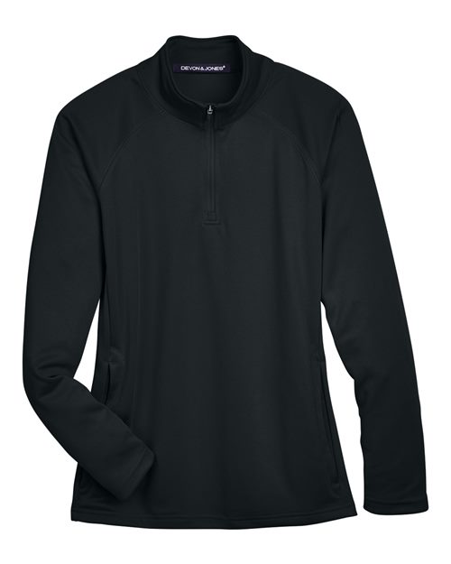 Devon & Jones DG440W Ladies' Stretch Tech-Shell Compass Quarter-Zip #color_BLACK