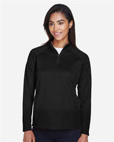 Devon & Jones DG440W Ladies' Stretch Tech-Shell Compass Quarter-Zip #color_BLACK