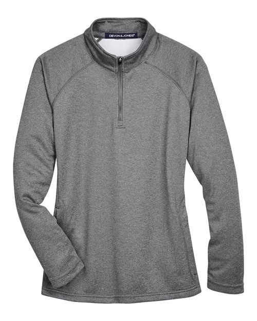 Devon & Jones DG440W Ladies' Stretch Tech-Shell Compass Quarter-Zip #color_DK GREY HEATHER