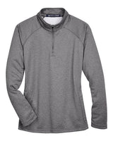 Devon & Jones DG440W Ladies' Stretch Tech-Shell Compass Quarter-Zip #color_DK GREY HEATHER