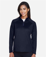 Devon & Jones DG440W Ladies' Stretch Tech-Shell Compass Quarter-Zip #color_NAVY