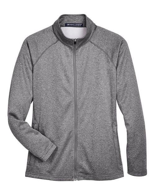 Devon & Jones DG420W Ladies' Stretch Tech-Shell Compass Full-Zip #color_DK GREY HEATHER