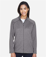 Devon & Jones DG420W Ladies' Stretch Tech-Shell Compass Full-Zip #color_DK GREY HEATHER