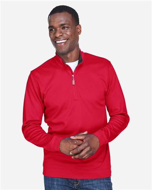 Devon & Jones DG479 Men's DRYTEC20 Performance Quarter-Zip #color_RED/ NAVY/ RED