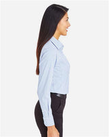 Devon & Jones DG540W CrownLux Performance Ladies' Micro Windowpane Shirt #color_FRENCH BLUE/ WHT