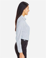 Devon & Jones DG540W CrownLux Performance Ladies' Micro Windowpane Shirt #color_NAVY/ WHITE