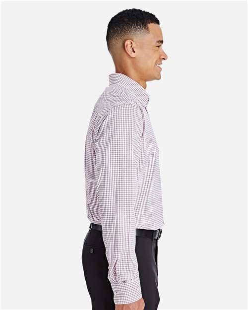 Devon & Jones DG540 CrownLux Performance Men's Micro Windowpane Shirt #color_BURGUNDY/ WHITE