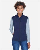 Core 365 CE701W Ladies' Cruise Two-Layer Fleece Bonded SoftShell Vest #color_CLASSIC NAVY