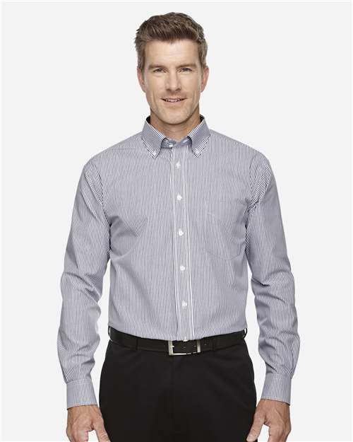 Devon & Jones D645 Men's Crown Woven Collection Banker Stripe #color_NAVY