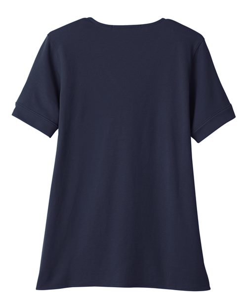 Devon & Jones DG20WB Ladies' CrownLux Performance Plaited Rolled-Sleeve Top #color_NAVY