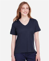 Devon & Jones DG20WB Ladies' CrownLux Performance Plaited Rolled-Sleeve Top #color_NAVY